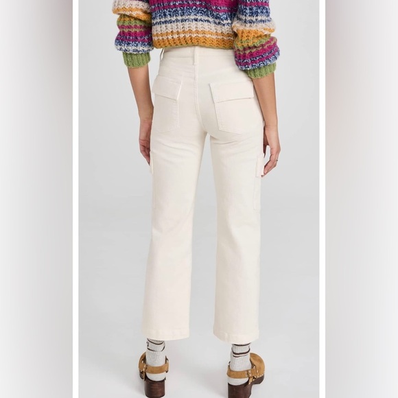 NEW MOTHER Women's The Rambler Cargo Ankle Jeans, Size 30 in Cream Puff - Picture 3 of 12